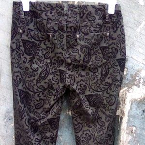 2/$25 No Boundaries Velvet Paisley Print Stretch Jeggings Black Large